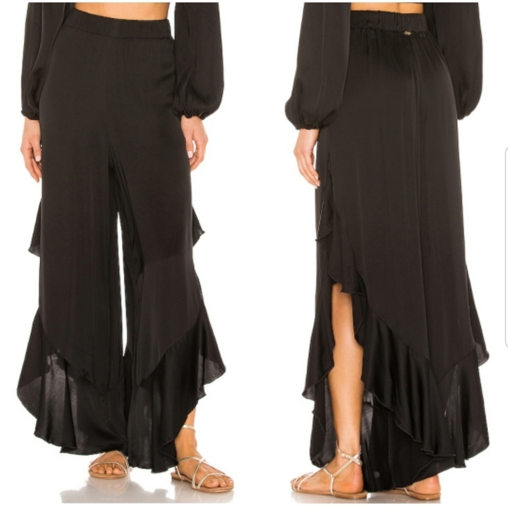 PILYQ Halsey ruffle pant in black size M/L